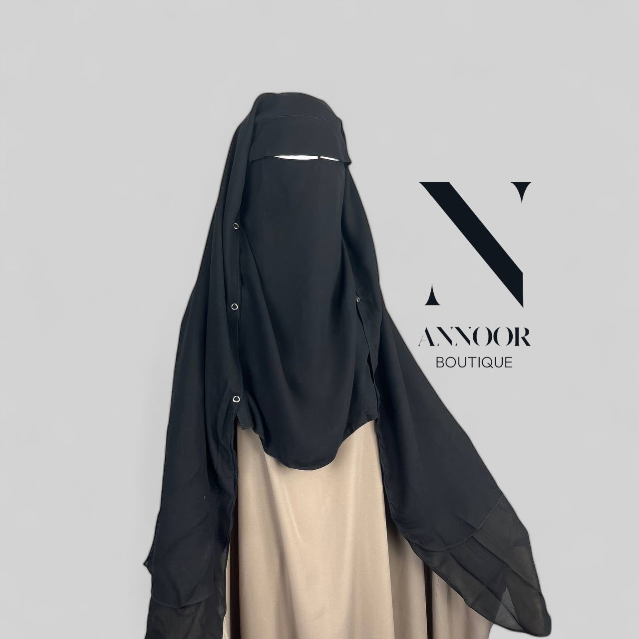 Niqab mit klappe und klips, 1,60 m