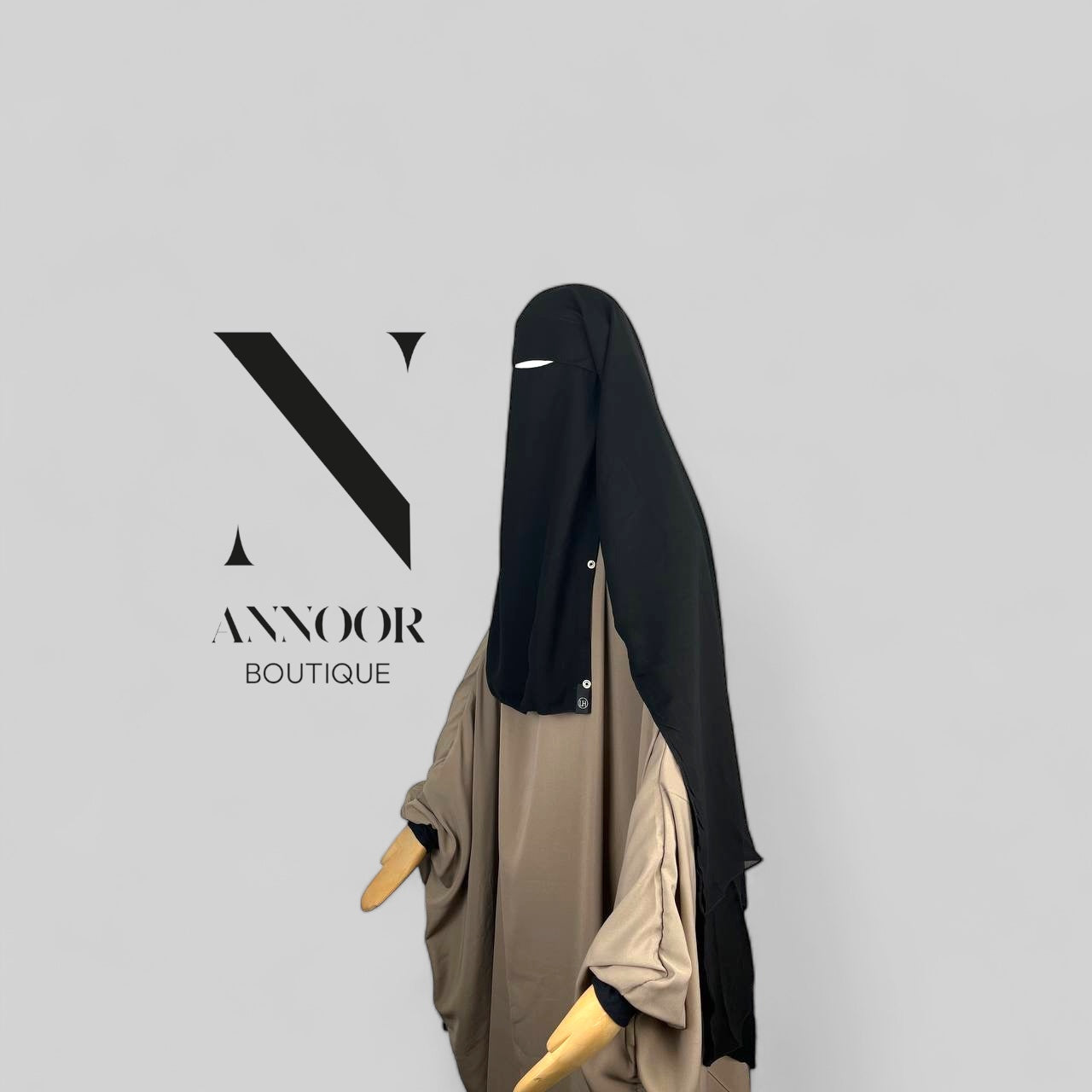 Niqab mit klappe und klips, 1,60 m