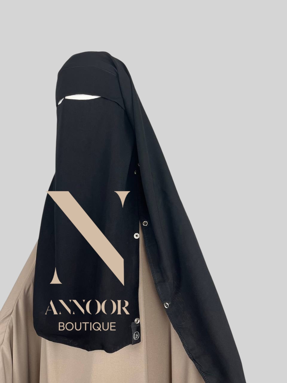 Niqab mit klappe und klips, 1,60 m